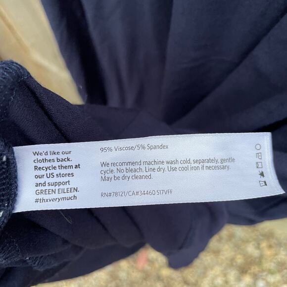 Eileen Fisher Dress Viscose Jersey Cap-Sleeve Boxy Fit Tunic Blue Large Classic - Picture 8 of 8